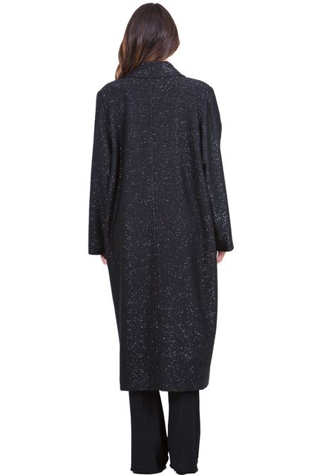 CAPPOTTO OVERSIZE DOPPIOPETTO IN MICROPAILLETTES CON SPALLA SCESA, TASCHE A PATTINA, LUNGHEZZA AL GINOCCHIO E SPACCO CENTRALE POSTERIORE CIRCUS HOTEL | Cappotti | H4WC35Y69-0